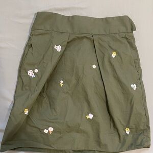 Floral Embroidered Green Skirt